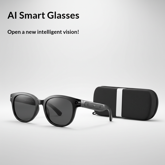 AI Camera Smart Glasses + Protective Eyewear Case