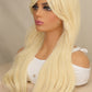 Long Wavy Platinum Blonde Wig with Bangs – Heat-Resistant Fiber