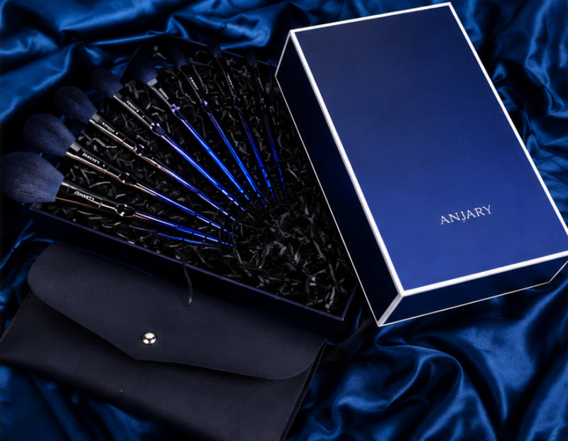 10-Piece Makeup Brush Set with Gift Box & Storage Bag